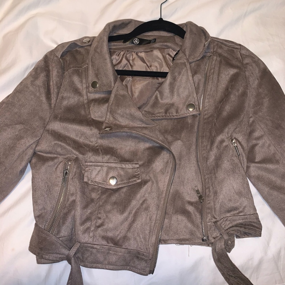Suede taupe biker jacket